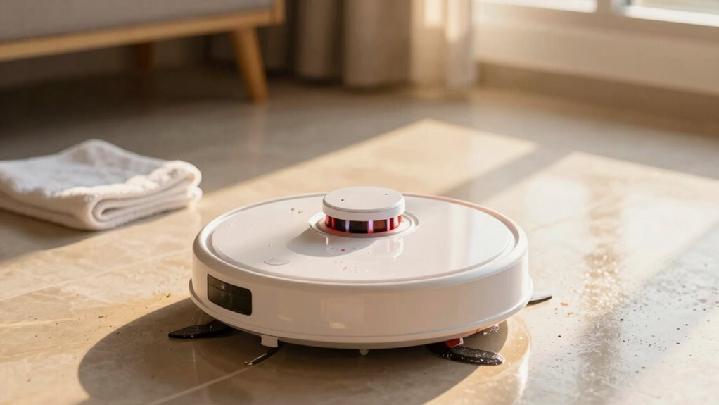 dry floor after robot mopping