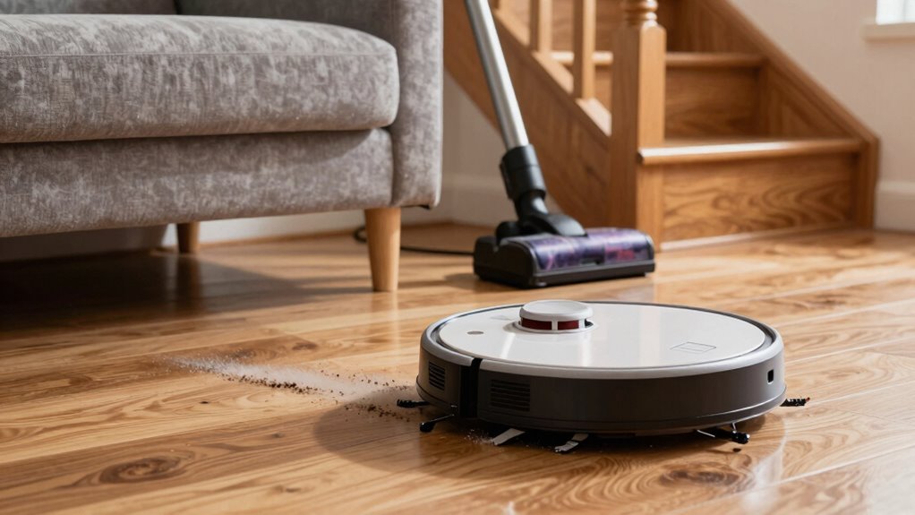 robot under furniture stairs