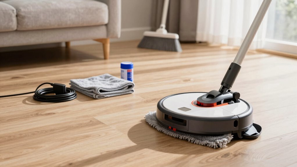 sweep declutter test damp mop