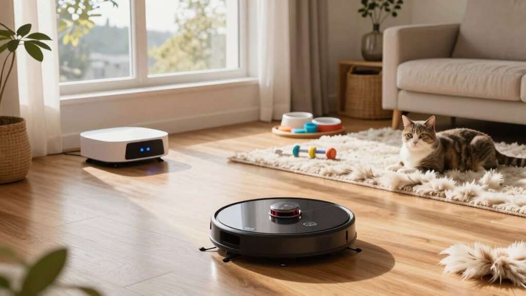 vacuums around pet routine